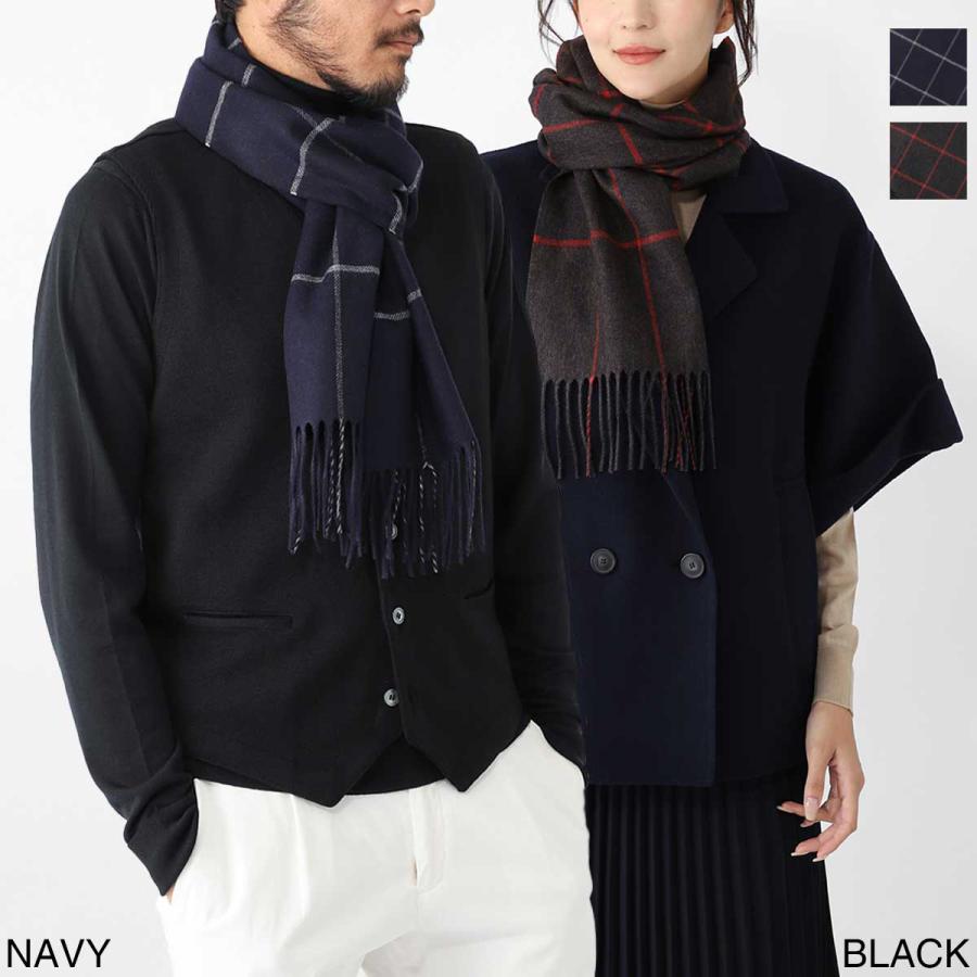 PIACENZAピアチェンツァシルクカシミヤマフラー ネイビー×チャコールグレー PIACENZA（ピアチェンツァ） カシミア PIACENZA CASHMERE シルク