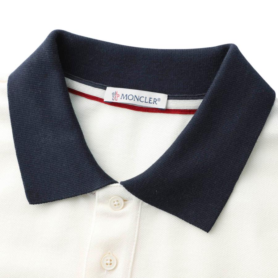 MONCLER ポロシャツ M ホワイト ネイビー MONCLER モンクレール ポロシャツ レディース 8a00010-8496w-034