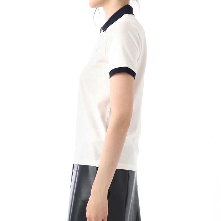 モンクレール MONCLER 半袖ポロシャツ レディース パッチ ホワイト MONCLER モンクレール ポロシャツ レディース 半袖 コットン