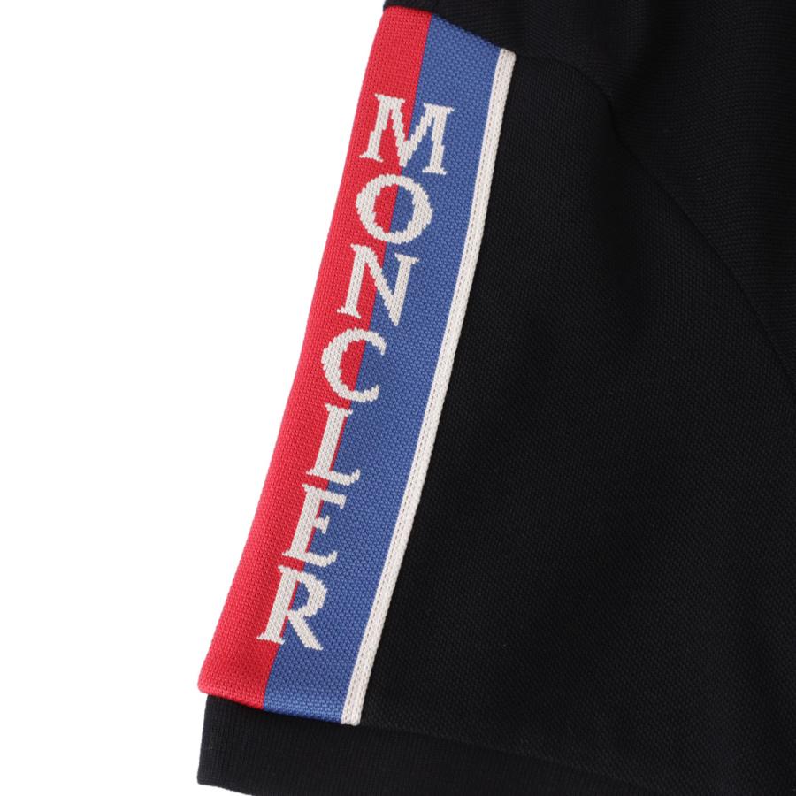 モンクレール ポロシャツ MONCLER 半袖 メンズ ブラック ホワイト ロゴ 刺繍 コットン 8a00020-899ur-999の画像