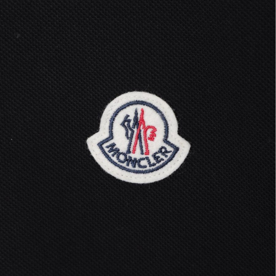モンクレール ポロシャツ MONCLER 半袖 メンズ ブラック ホワイト ロゴ 刺繍 コットン 8a00020-899ur-999の画像