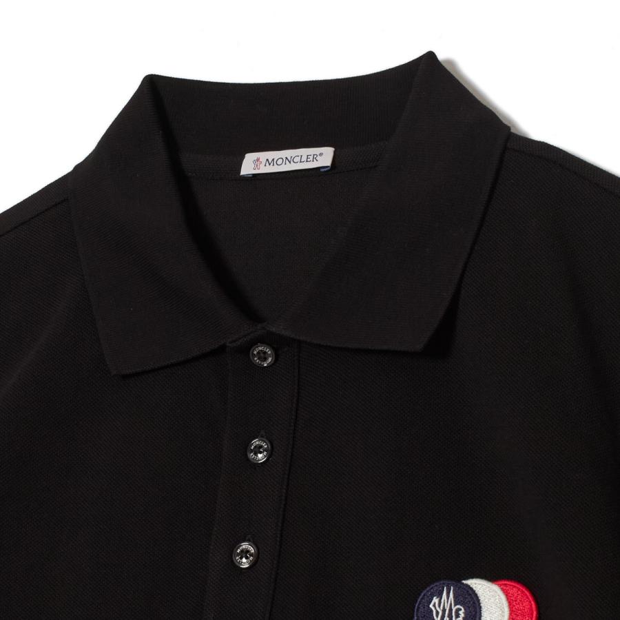モンクレール ポロシャツ MONCLER メンズ 半袖 ロゴ 刺繍 ブラック ホワイト トリコロール 8a00030-89a16-999の画像