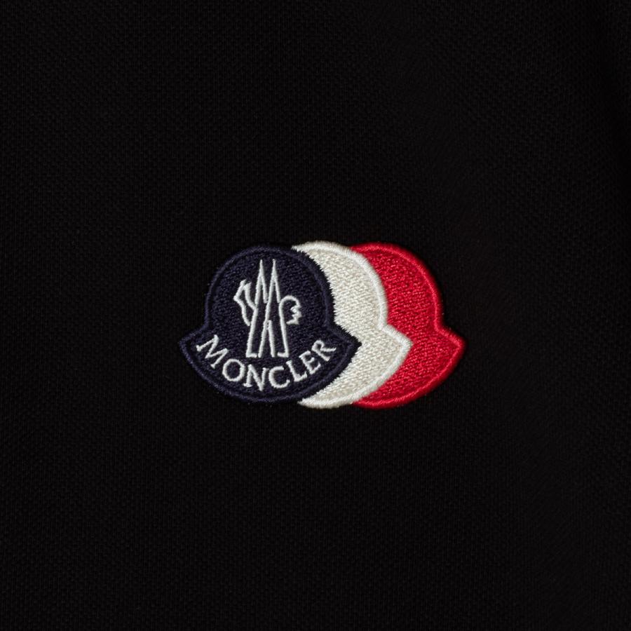 モンクレール ポロシャツ MONCLER メンズ 半袖 ロゴ 刺繍 ブラック ホワイト トリコロール 8a00030-89a16-999の画像
