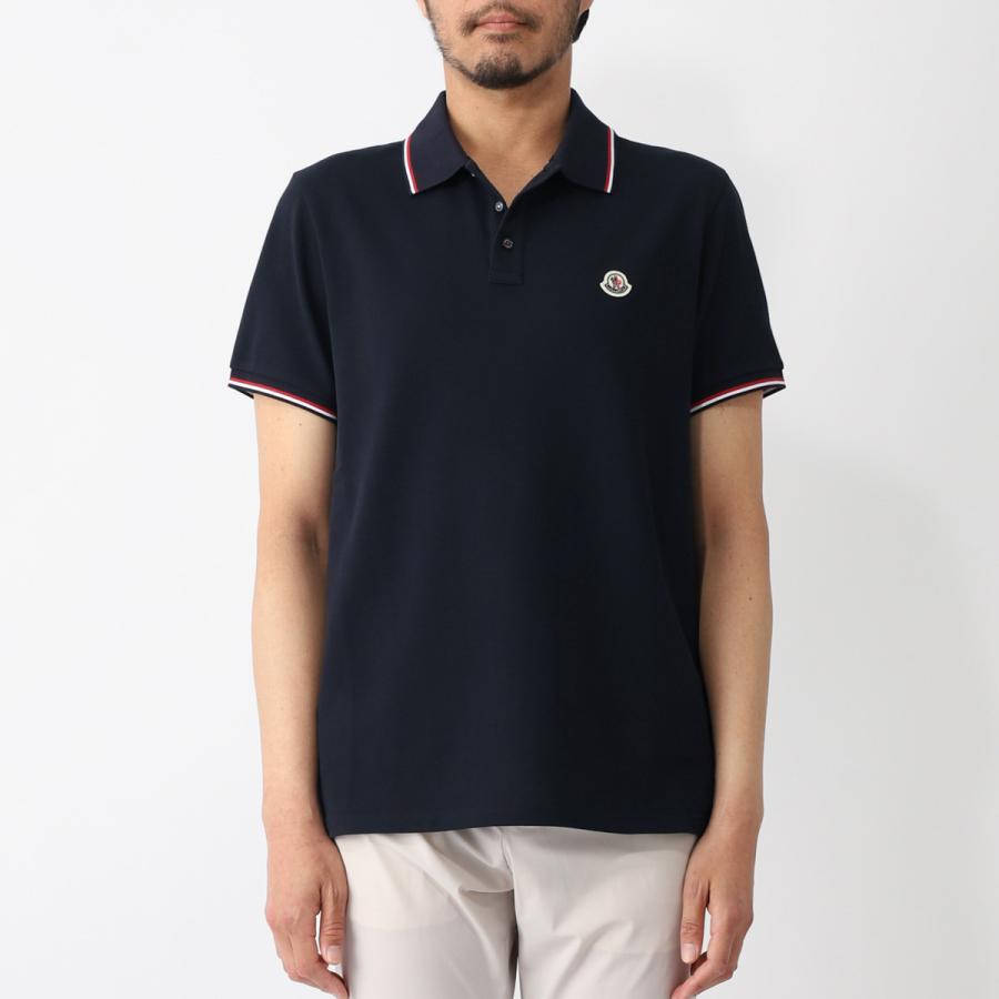 人気！モンクレール ポロシャツ メンズ M ブラック ホワイト襟 襟裏ロゴ MONCLER モンクレール ポロシャツ メンズ 8a00013-84556-002