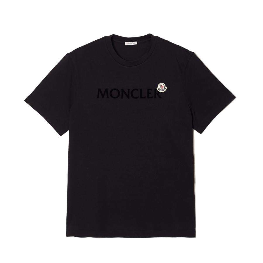 モンクレール Tシャツ MONCLER クルーネック 半袖 ブラック メンズ ロゴ 刺繍 プリント  8c00067-8390t-999