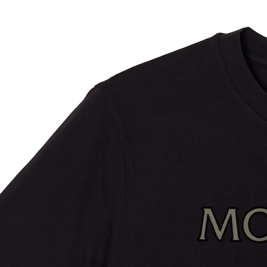 モンクレール Tシャツ MONCLER クルーネック 半袖 メンズ プリント ブラック アイボリー 8c00075-89b8u-999の画像