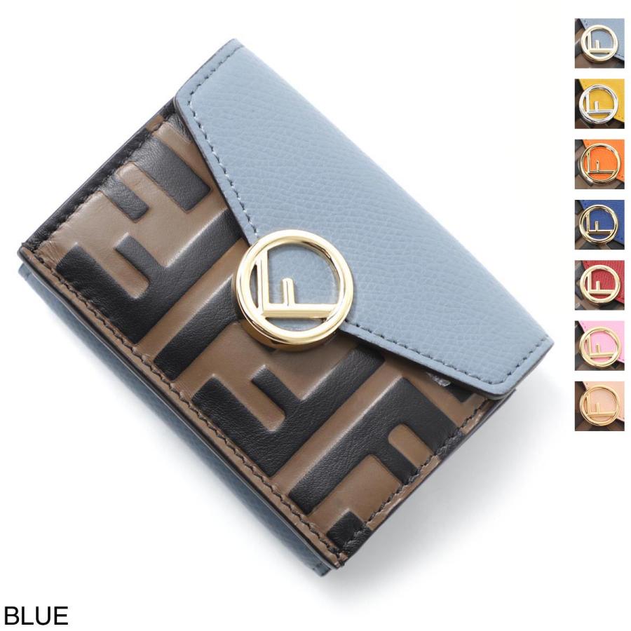 箱付き✨FENDI✨フェンディ✨三つ折り財布✨イエロー✨8M0395✨ブルー✨ FENDI フェンディ 財布 バゲット マイクロ 三つ折り財布
