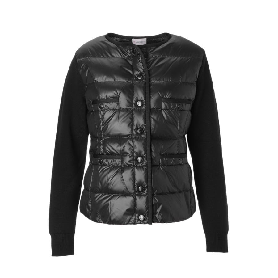 美品　MONCLER ダウン切替 ニットカーディガン ブラック MONCLER（モンクレール） ダウン切り替え カーディガン ブラック