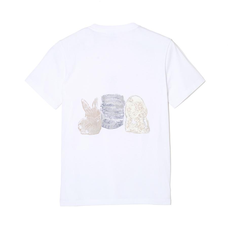 ガニー GANNI クルーネックTシャツ BASIC COTTON JERSEY CUTE ANIMALS ロゴT アニマルプリント ホワイト レディース a1050029-151-brightwhiteの画像