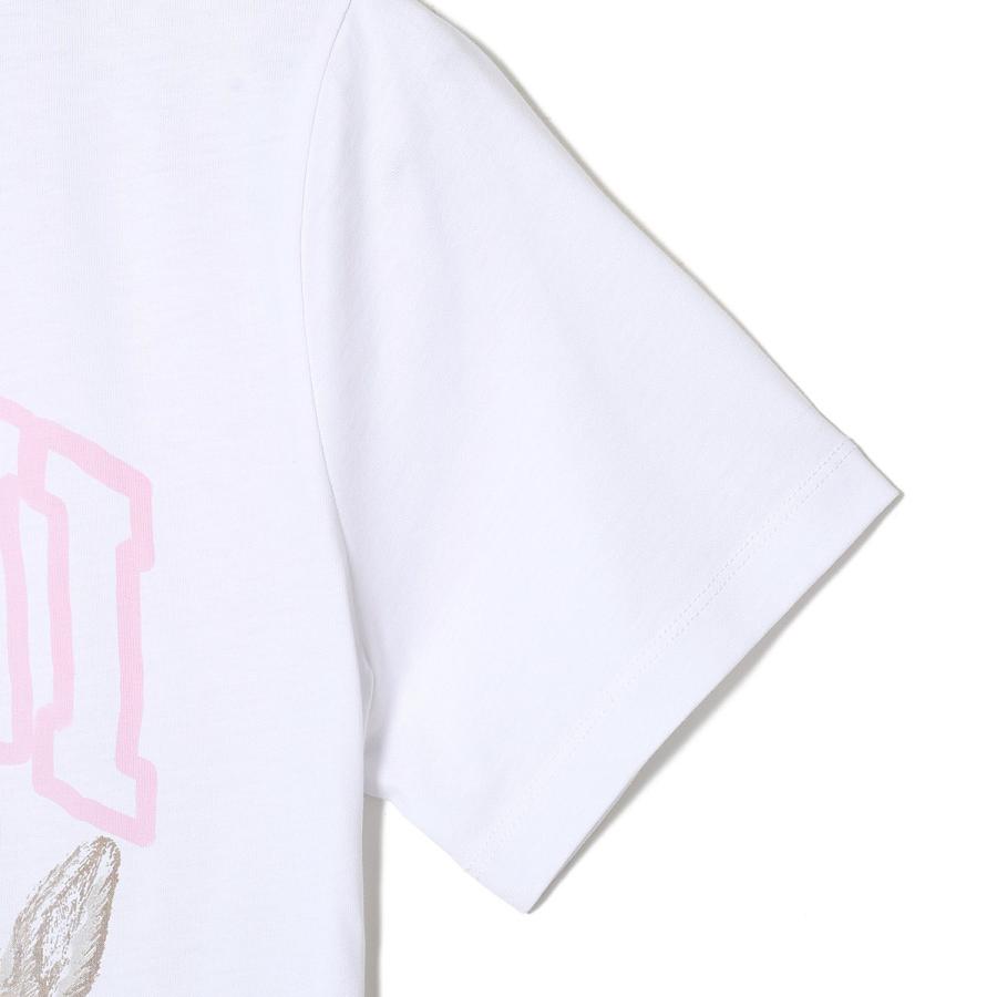 ガニー GANNI クルーネックTシャツ BASIC COTTON JERSEY CUTE ANIMALS ロゴT アニマルプリント ホワイト レディース a1050029-151-brightwhiteの画像