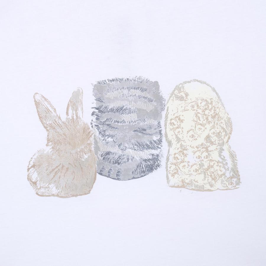 ガニー GANNI クルーネックTシャツ BASIC COTTON JERSEY CUTE ANIMALS ロゴT アニマルプリント ホワイト レディース a1050029-151-brightwhiteの画像