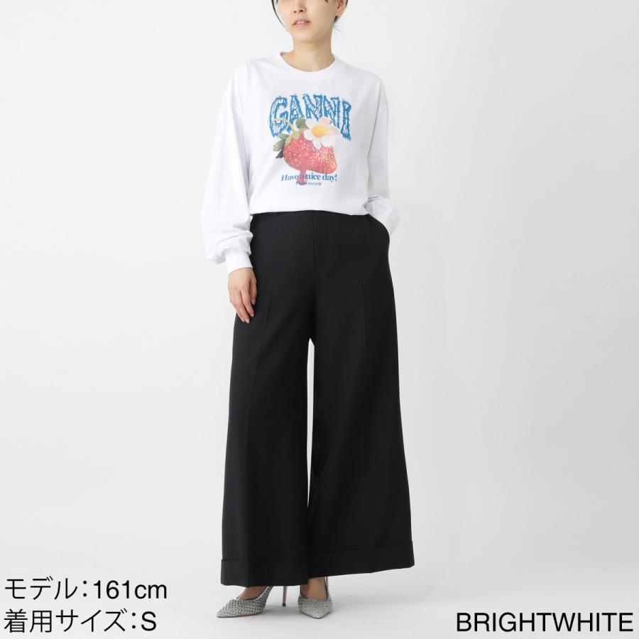 GANNI（ガニー） クルーネック 長袖Tシャツ Basic Cotton Jersey