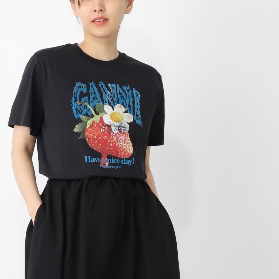 GANNI（ガニー） クルーネックTシャツ Basic Cotton Jersey Strawberry