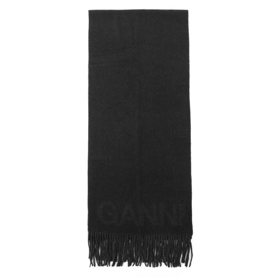 スカーフ GANNI Woman Scarf Black A3905 099 GANNI ガニー マフラー FRINGED WOOL SCARF ブラック レディース