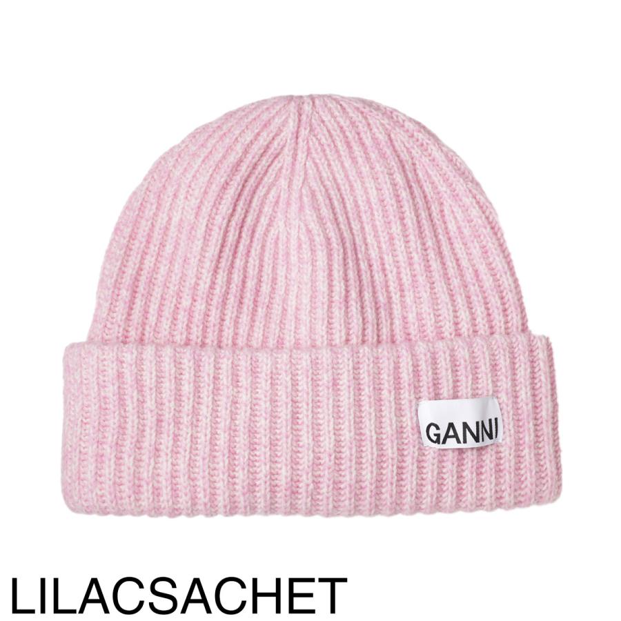 GANNI ガニー　ピンク　ニット帽 GANNI（ガニー） ニットキャップ STRUCTURED RIB BEANIE ビーニー
