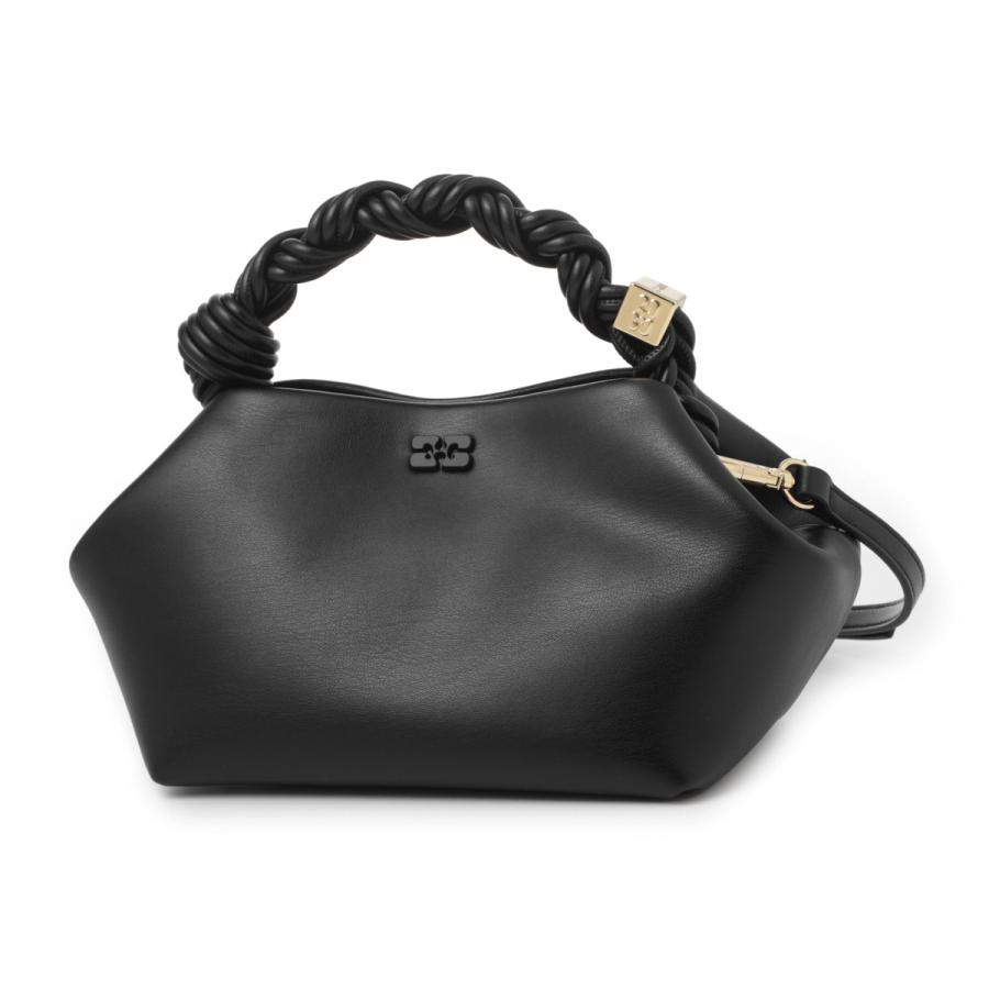 ガニー GANNI ハンドバッグ 2WAY BOU BAG SMALL バタフライロゴ リサイクルレザー クロスボディバッグ ブラック レディース a5241-099-blackの画像