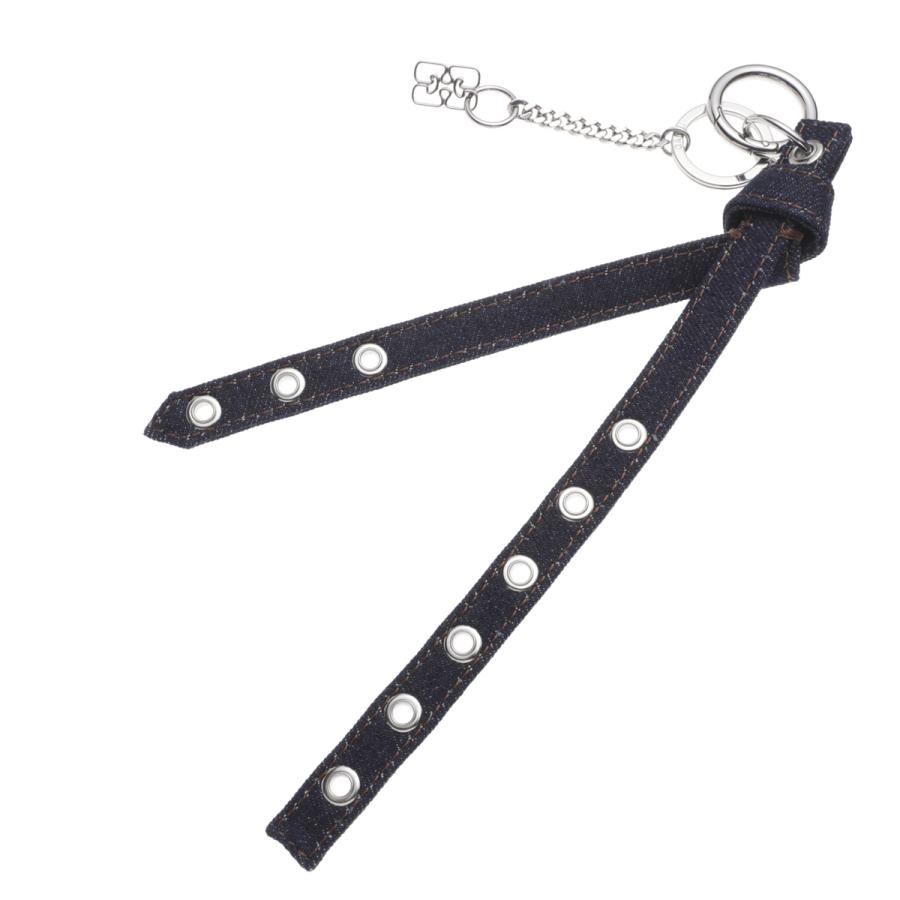 GANNI キーリング a6260 GANNI ガニー キーリング EYELET DENIM KEYRING ブルー