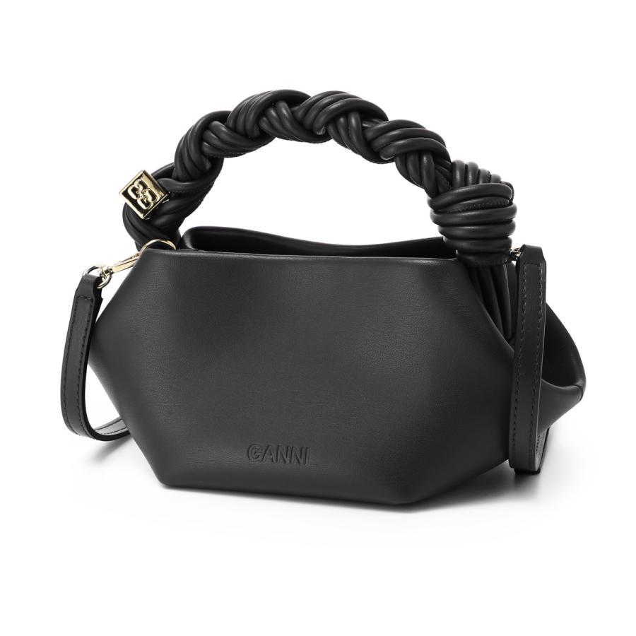 ガニー GANNI ハンドバッグ 2WAY BOU BAG MINI バタフライロゴ リサイクルレザー ショルダーバッグ ミニバッグ ブラック レディース a6946-099-blackの画像