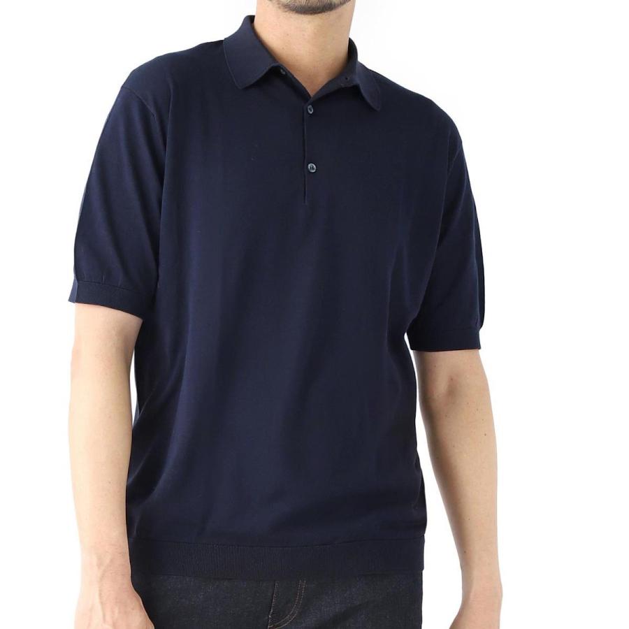 安心の定価販売 ジョンスメドレー John Smedley ニットポロシャツ Adrian エイドリアン 30ゲージ ブルー メンズ