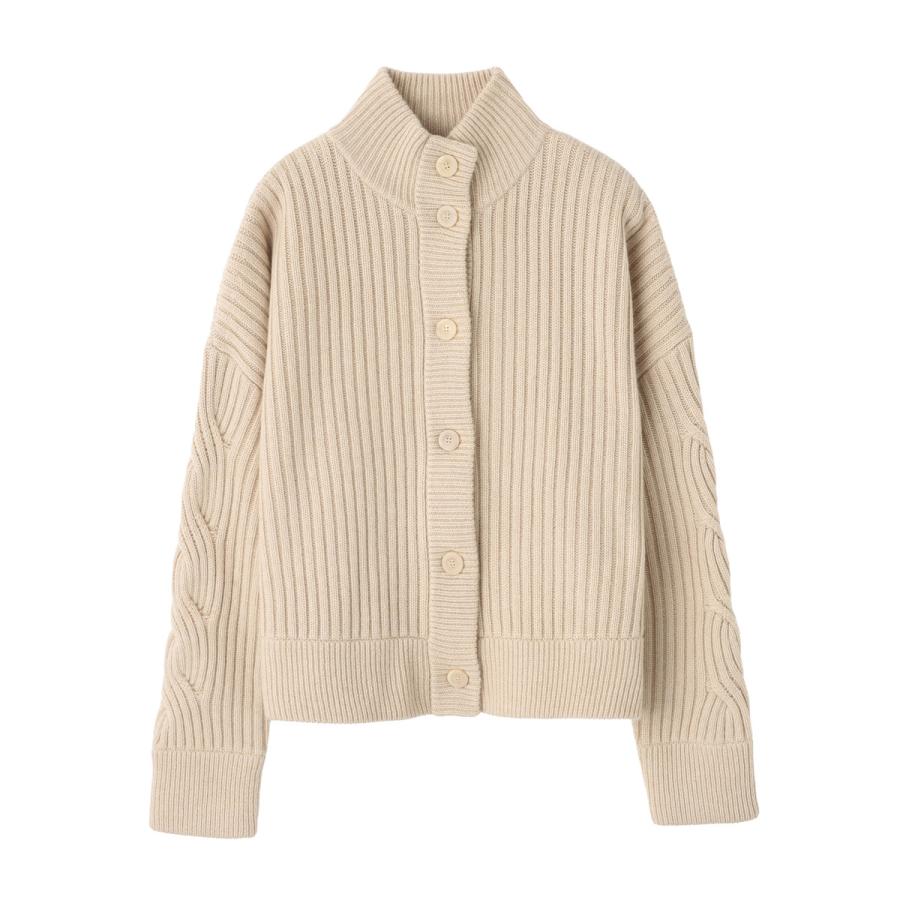 マックスマーラ Max Mara カーディガン AFELIO ウール カシミヤ リブカーディガン スタンドカラーニット ベージュ レディース afelio-2521346032600-006の画像