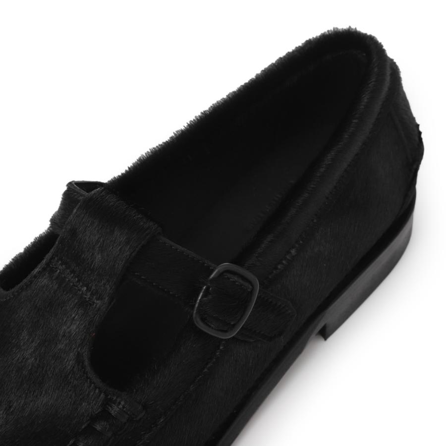 ヘリュー HEREU ローファー ALBER CALF HAIR Tバーローファー ブラック メンズ alber-calf-hair-alchmfa25-blackの画像