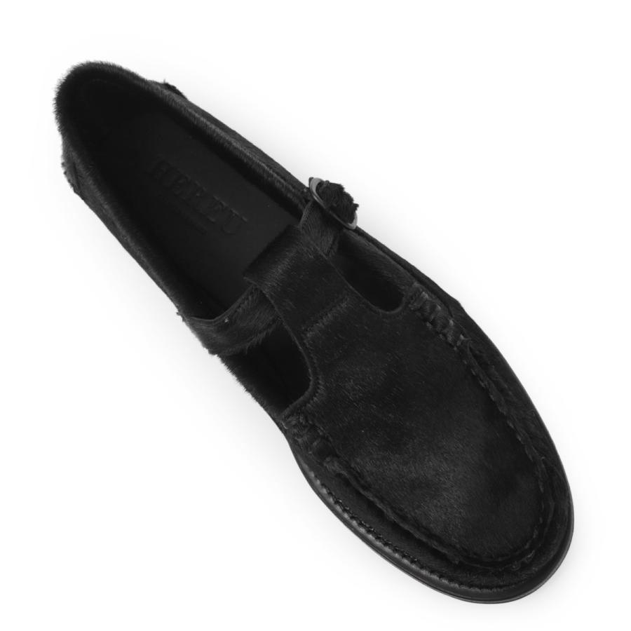 ヘリュー HEREU ローファー ALBER CALF HAIR Tバーローファー ブラック メンズ alber-calf-hair-alchmfa25-blackの画像