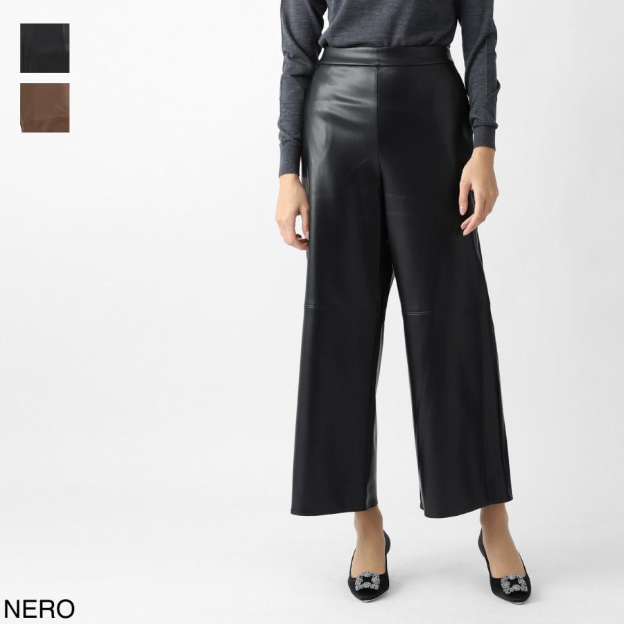 [あす着] エスマックスマーラ S Max Mara ワイドパンツ トラウザーズ レディース AMATI エコレザー ストレッチ ストレート ワイドパンツ エスマックスマーラ S Max Mara ワイドパンツ AMATI エコレザー