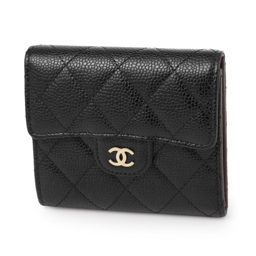 シャネル CHANEL 3つ折り財布 小銭入れ付き MATELASSE ブラック 