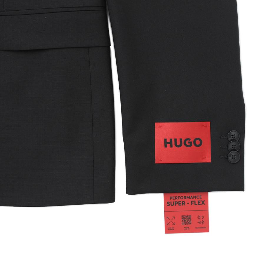 ヒューゴヒューゴボス HUGO HUGOBOSS 2つボタンスーツ EXTRA SLIMFIT SUIT SUPER FLEX WOOLBLEND 大きいサイズあり ブラック メンズ｜mb-y｜05