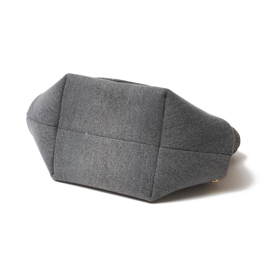 ガニー GANNI ハンドバッグ 2WAY BOU MINI DENIM バタフライロゴ 刻印入りダイス コットン ショルダーバッグ ミニバッグ グレー レディースの画像