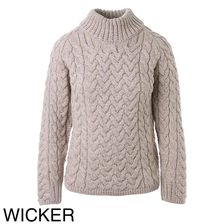 極美品☆アランウーレンミルズ 洗える ハイネック ケーブルニット ゆったり ARAN WOOLLEN MILLS アラン ウーレンミルズ タートルネックセーター