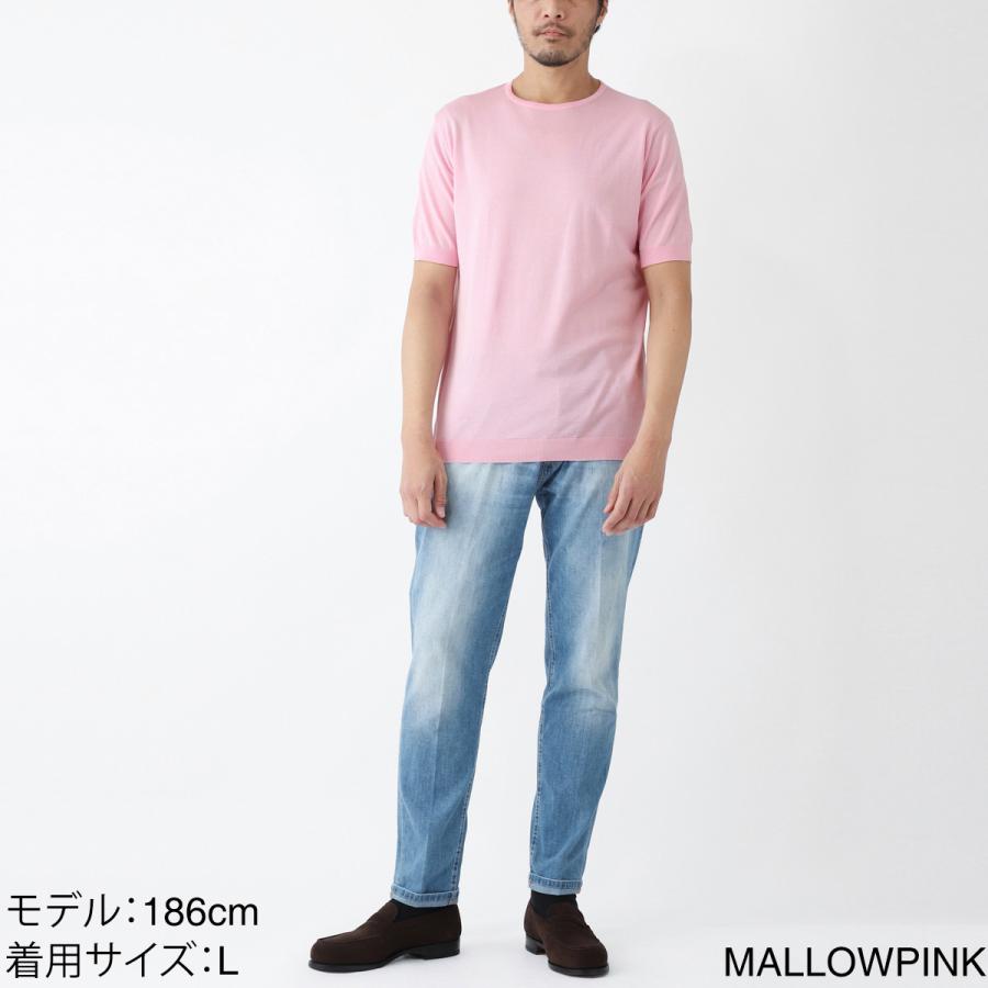 JOHN SMEDLEY コットン 半袖 クルーネック ニット ピンク JOHN SMEDLEY（ジョンスメドレー） Tシャツ クルーネック 半袖 ニット