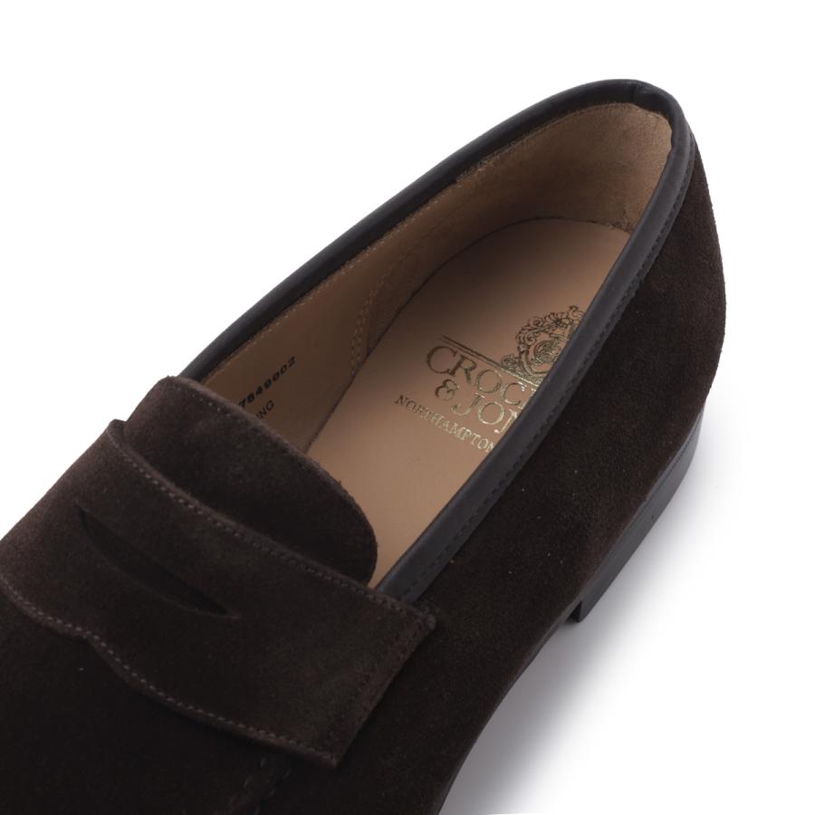 クロケット&ジョーンズ CROCKETT&JONES ローファー BOSTON ワイズE ラスト314 大きいサイズあり ブラウン メンズ boston-suede-28363a-s02l1-darkbrownの画像