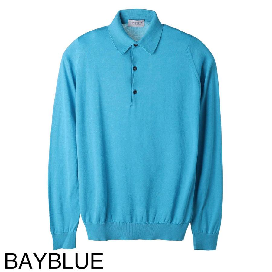 JOHN SMEDLEY 長袖ポロシャツ ブルー シーアイランドコットン 英国製 JOHN SMEDLEY（ジョンスメドレー） 長袖 ポロシャツ BRADWELL シー