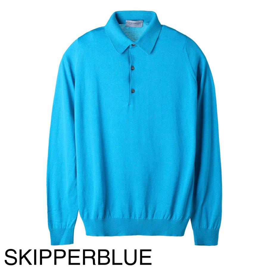 JOHN SMEDLEY 長袖ポロシャツ ブルー シーアイランドコットン 英国製 JOHN SMEDLEY（ジョンスメドレー） 長袖 ポロシャツ BRADWELL シー