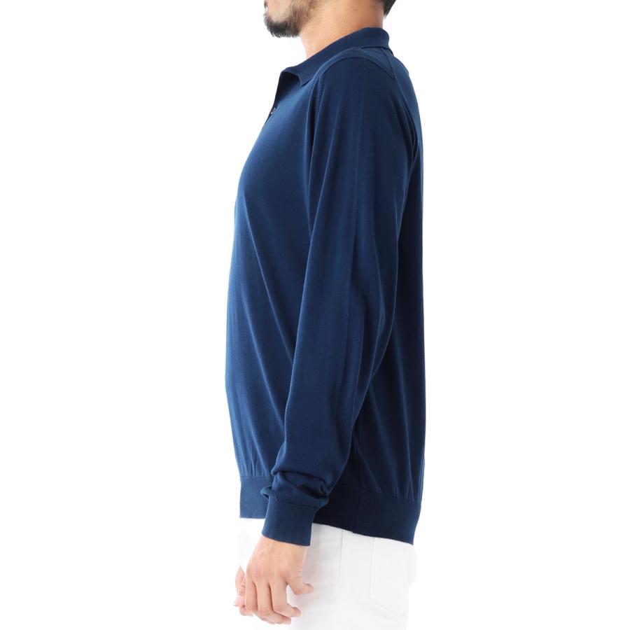 JOHN SMEDLEY 長袖ポロシャツ ブルー シーアイランドコットン 英国製 JOHN SMEDLEY（ジョンスメドレー） 長袖 ポロシャツ BRADWELL シー