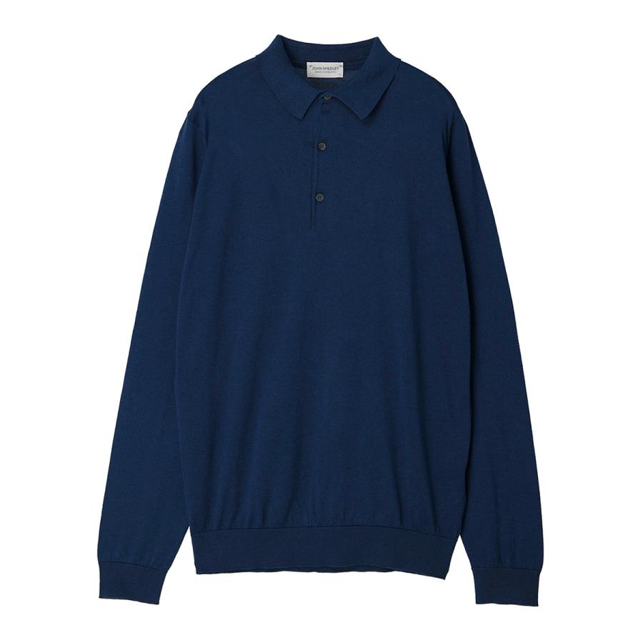 JOHN SMEDLEY 長袖ポロシャツ ブルー シーアイランドコットン 英国製 JOHN SMEDLEY（ジョンスメドレー） 長袖 ポロシャツ BRADWELL シー
