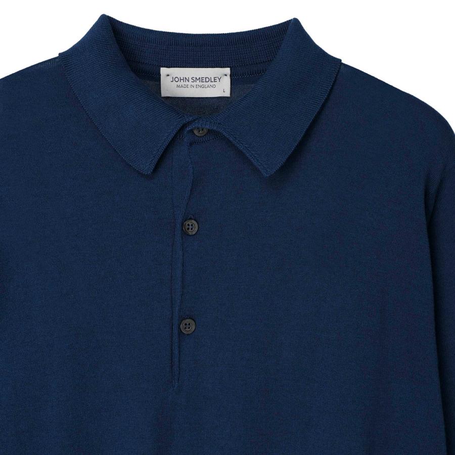 JOHN SMEDLEY 長袖ポロシャツ ブルー シーアイランドコットン 英国製 JOHN SMEDLEY（ジョンスメドレー） 長袖 ポロシャツ BRADWELL シー