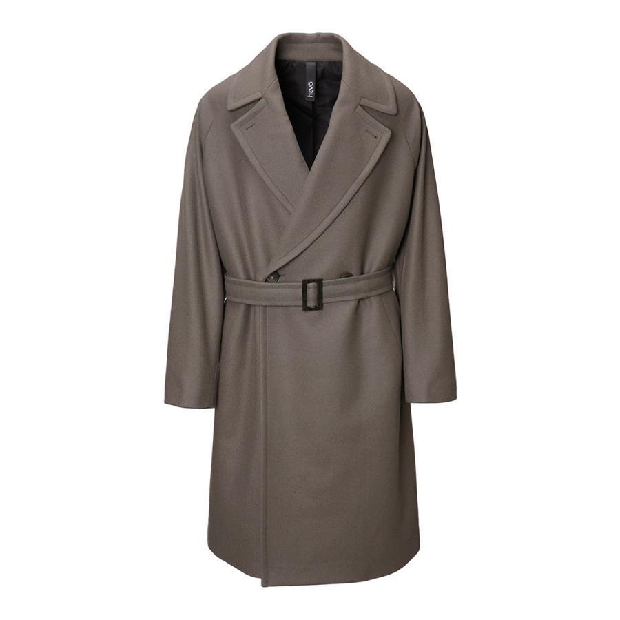 【超美品】イーヴォ　ダブルベルテッドコート46 HEVO イーヴォ ベルテッドコート BRINDISI ダブルコート 大きい