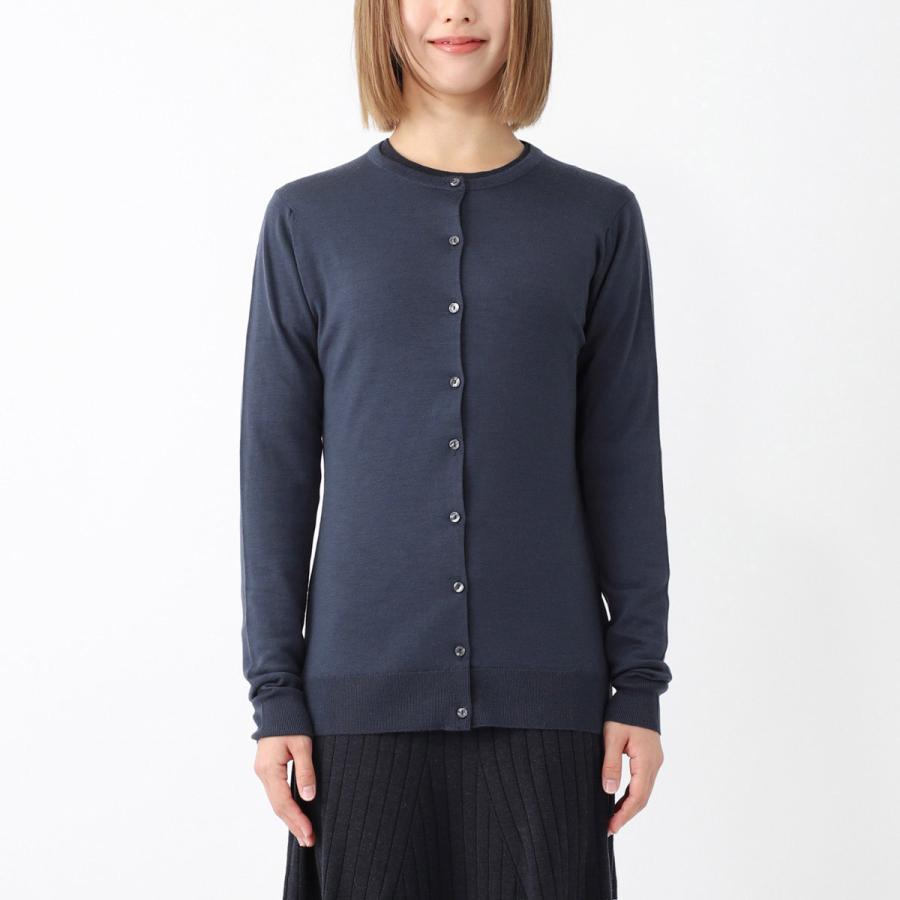 【美品】  JOHN SMEDLEY / ジョンスメドレー | BUTTERCUP CARDIGAN メリノウール ハイゲージ クルーネック ニットカーディガン | XL | グレー | レディース JOHN SMEDLEY（ジョンスメドレー） クルーネック カーディガン
