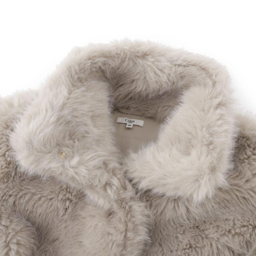 chloe キッズ14 美品フェイクファージャケット Chloe（クロエ） ファーコート KIDS キッズ ガールズ グレー