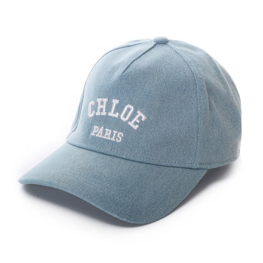 Chloé グレー キャップ 54 Chloe（クロエ） ベースボールキャップ コットン デニム ロゴ刺繍 帽子
