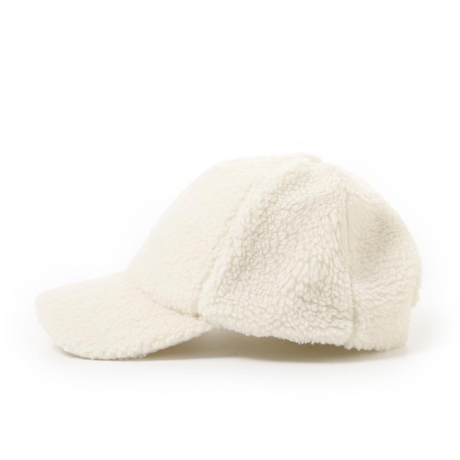 カールドノヒュー ムートン 帽子 キャップ Cap オフホワイト Chloe（クロエ） キャップ ロゴ ボア ムートン シェルパフリース 帽子