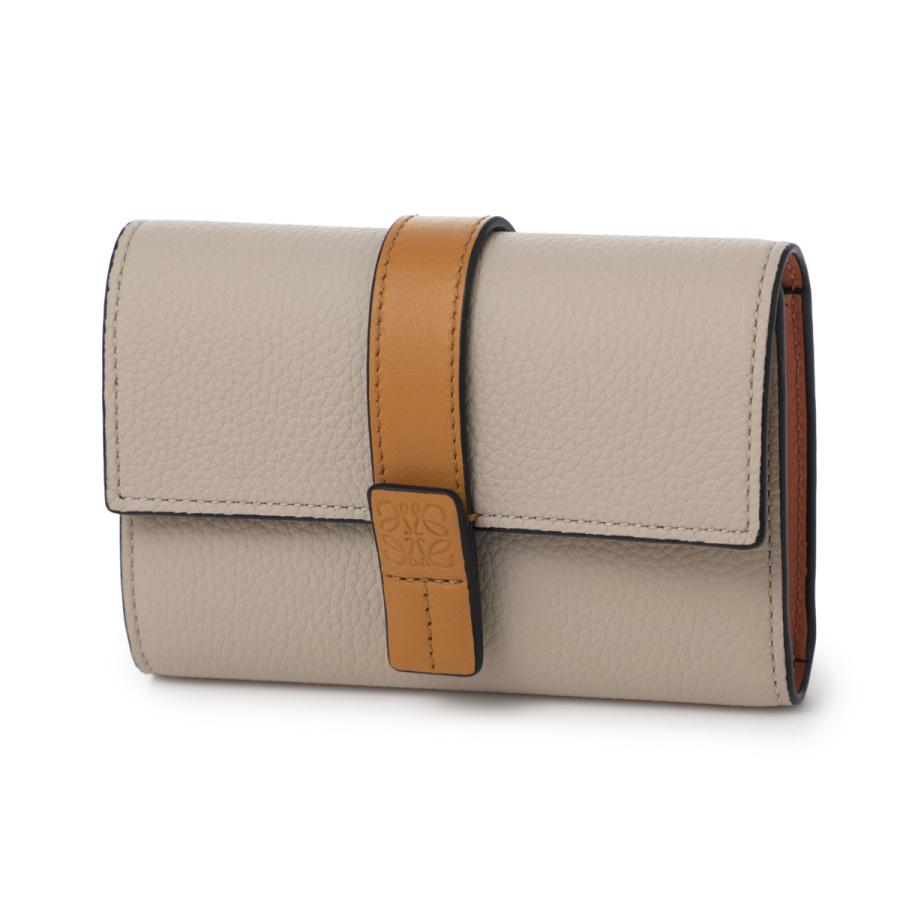 ✨鑑定済み✨LOEWE 三つ折り財布 ベージュと水色 LOEWE ロエベ 財布 三つ折り財布 SOFT GRAINED CALF TRIFOLD