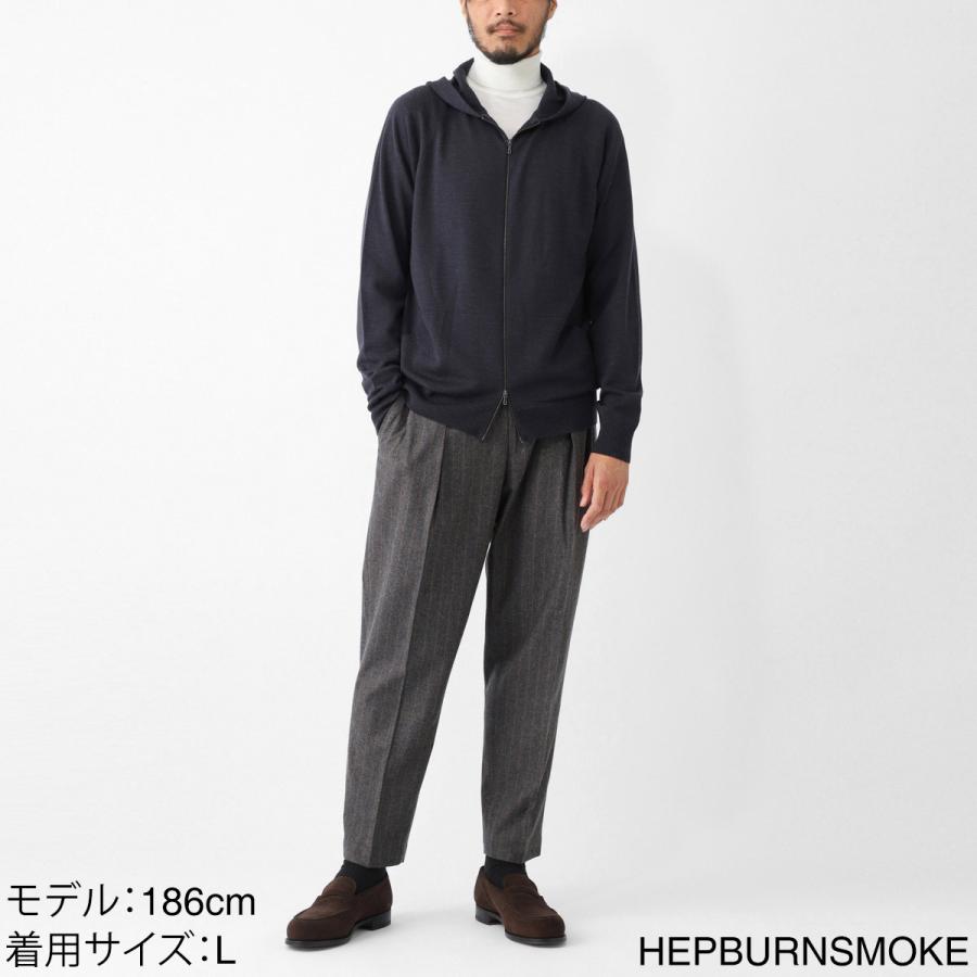 美品✨ジョンスメドレー メリノウール 30Gフードパーカー　ニット　ネイビー　M JOHN SMEDLEY ジョンスメドレー CARTY エクストラファインメリノウール