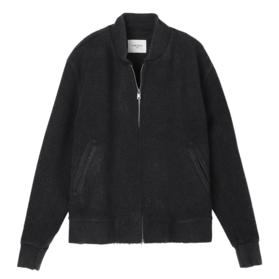 チルコロ CIRCOLO 1901 ジップアップジャケット JERSEY BOUCLE WOOL BLEND ボンバージャケット ブラック メンズ cn5135-101fの画像