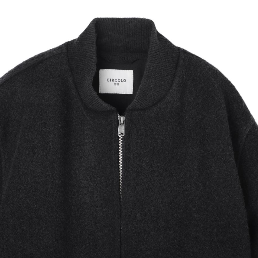 チルコロ CIRCOLO 1901 ジップアップジャケット JERSEY BOUCLE WOOL BLEND ボンバージャケット ブラック メンズ cn5135-101fの画像