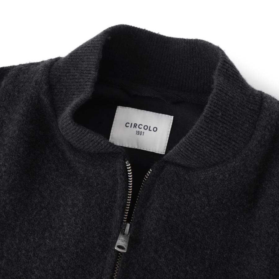 チルコロ CIRCOLO 1901 ジップアップジャケット JERSEY BOUCLE WOOL BLEND ボンバージャケット ブラック メンズ cn5135-101fの画像