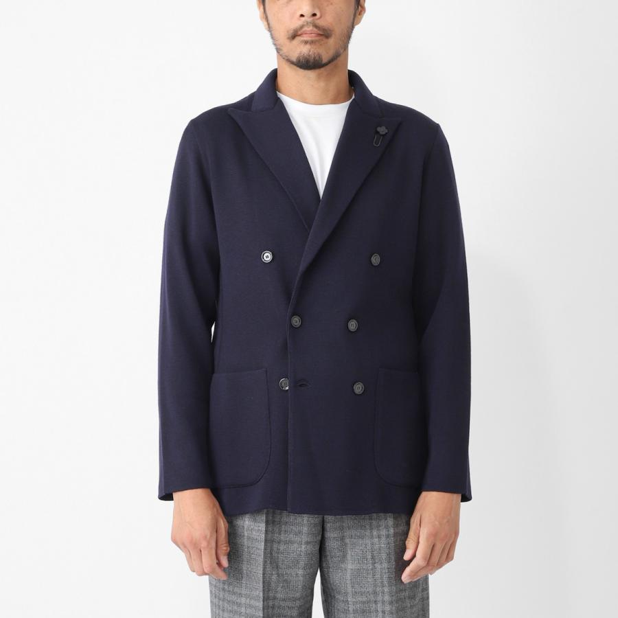 LARDINI（ラルディーニ） ダブルブレスト ニットジャケット ブルー