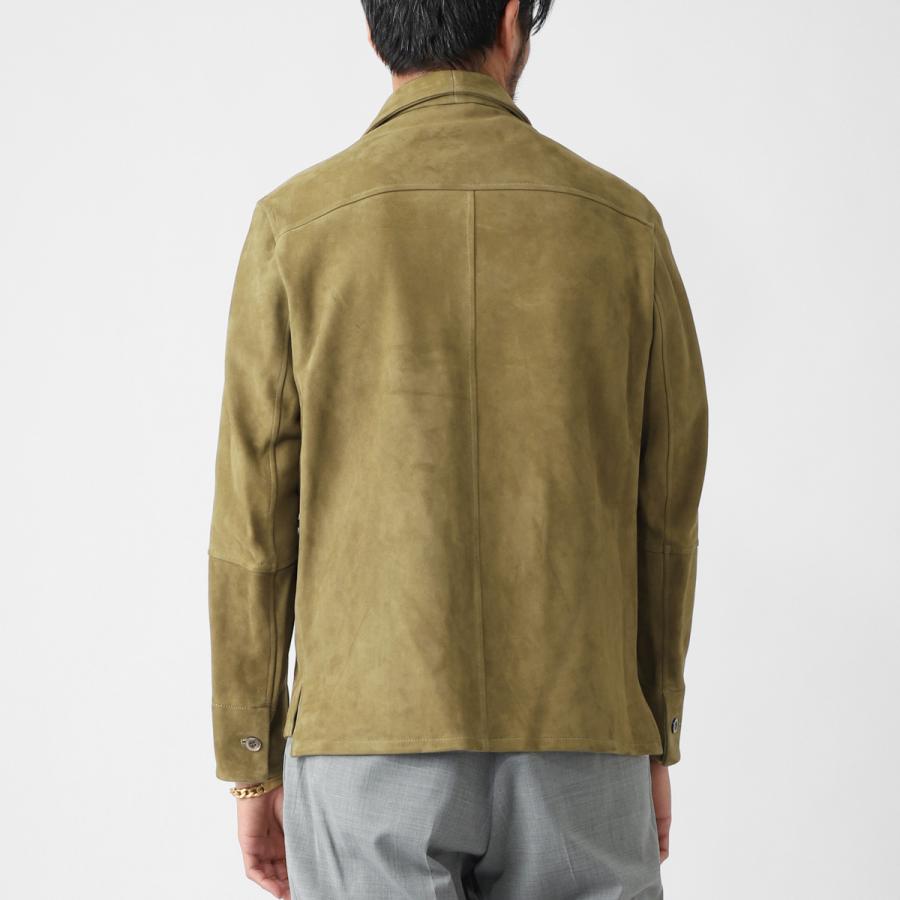 エンメティ EMMETI レザージャケット COLE カーコート ワークジャケット 大きいサイズあり ブラウン メンズ cole-lambskin-suede-lightsalviaの画像
